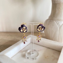 Vintage Lunch at the Ritz small pansy pin earrings - 2000's