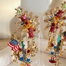 Vintage Lunch at the Ritz Patriotic Americana Fireworks clip earrings - 2000's